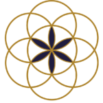 The logo of Intimate Journeys based on seed of life in gold.