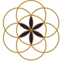 The logo of Intimate Journeys based on seed of life in gold.